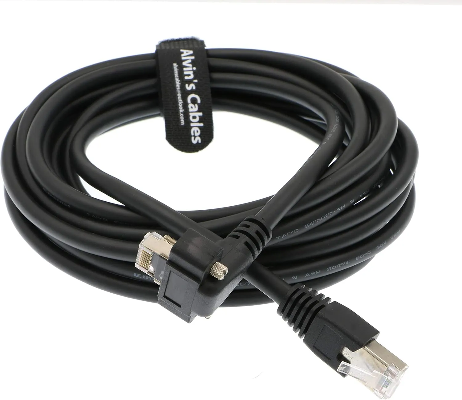 Alvin's Cables GigE Cat6 Screw Lock Horizontal Right Angle RJ45 DrC Cable for Basler Cameras 5M