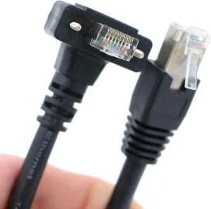 Alvin's Cables GigE Cat6 Screw Lock Horizontal Right Angle RJ45 DrC Cable for Basler Cameras 5M