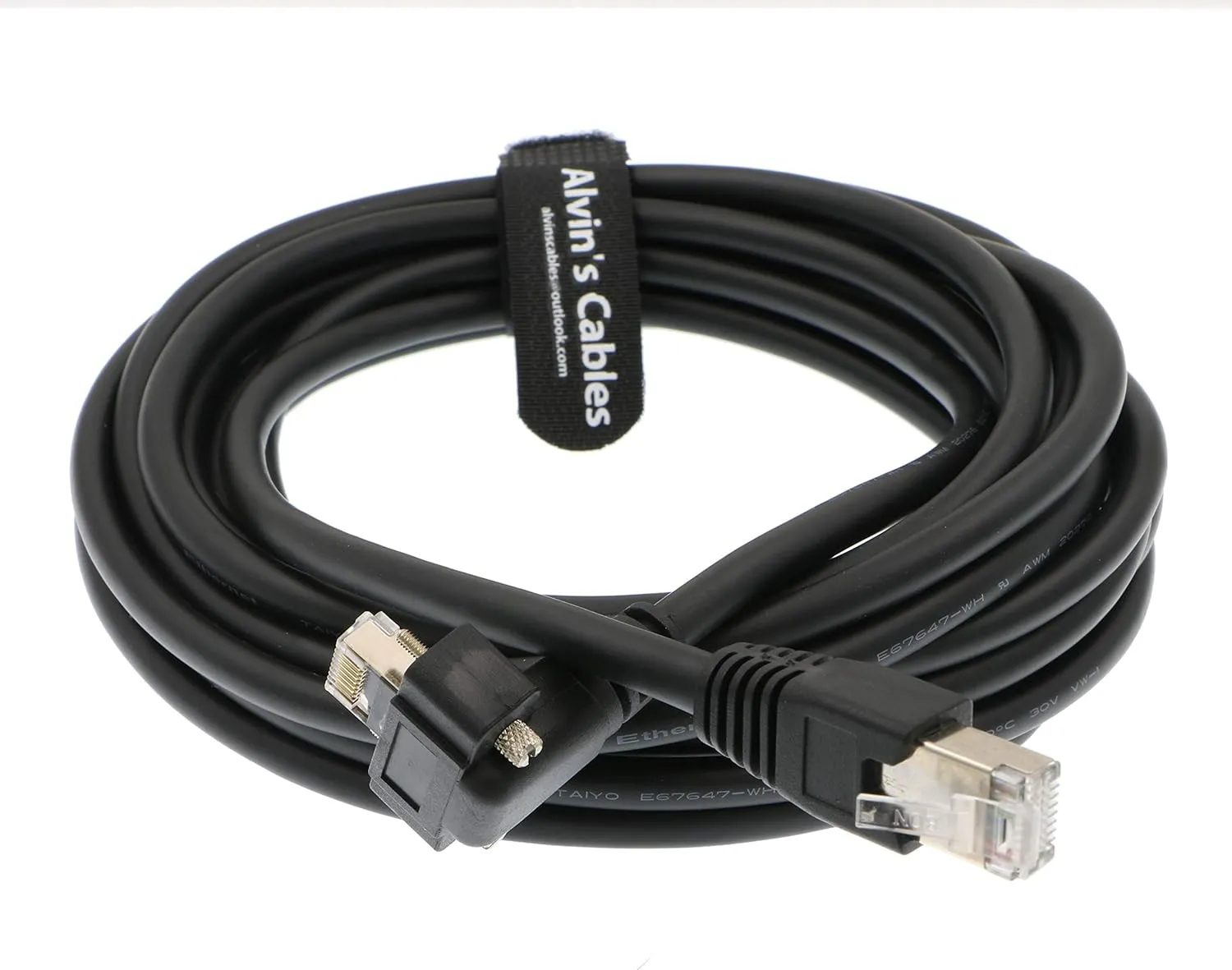 Alvin's Cables GigE Cat6 Screw Lock Horizontal Right Angle RJ45 DrC Cable for Basler Cameras 5M