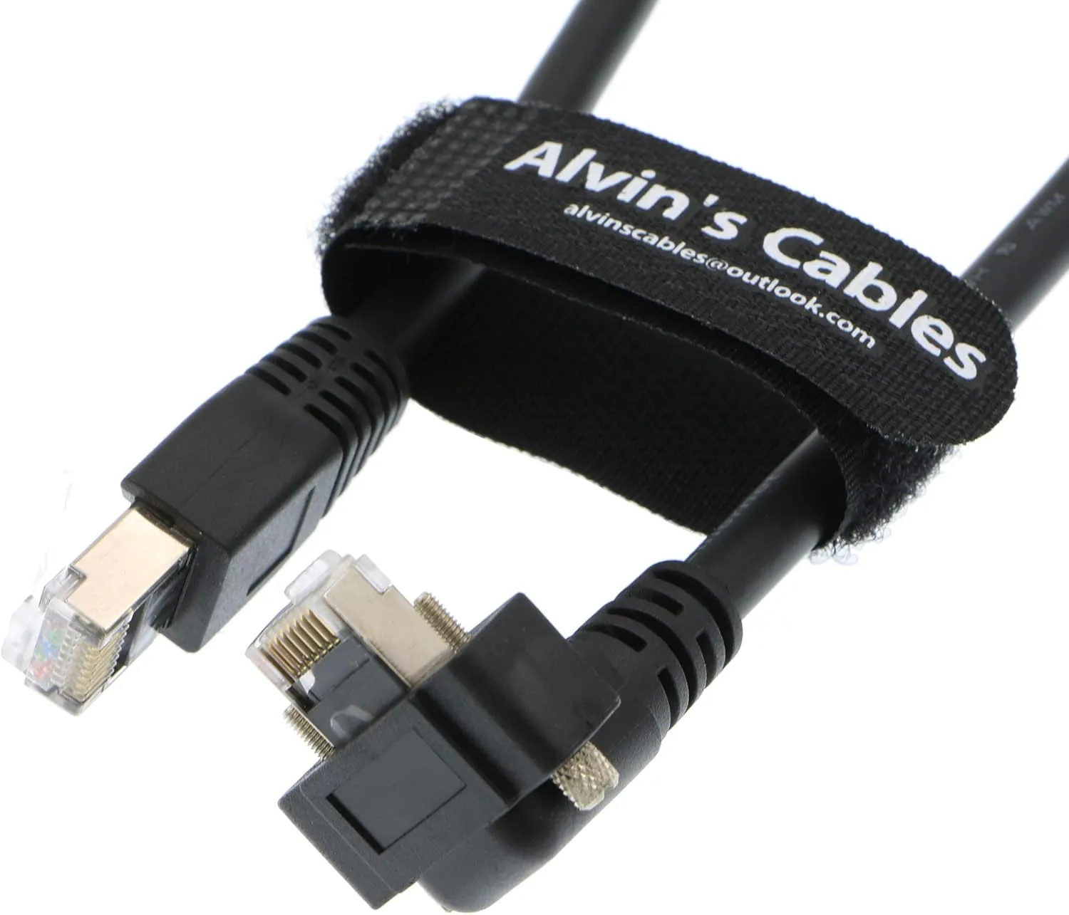 Alvin's Cables GigE Cat6 Screw Lock Horizontal Right Angle RJ45 DrC Cable for Basler Cameras 5M