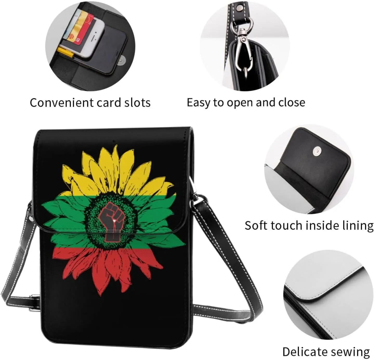America Map Peace Black History Month Small Crossbody Purse Cell Phone Bag for Women