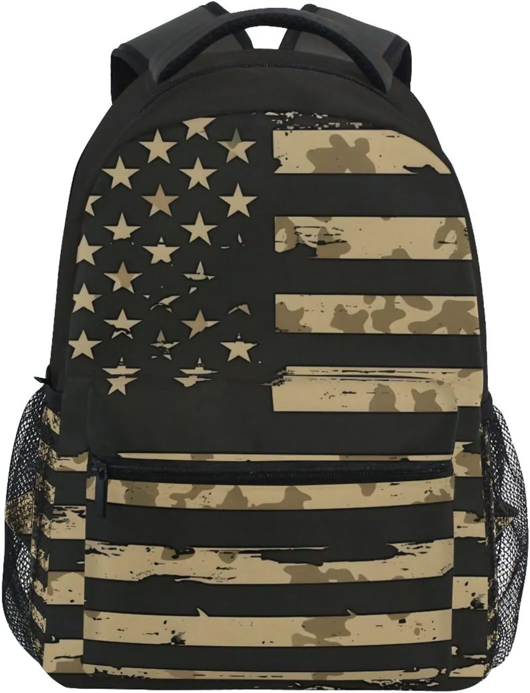 American Flag Camouflage Vintage School Kids Backpack for Boys Girls Laptop Backpack Lightweight Travel Bag for Women Men