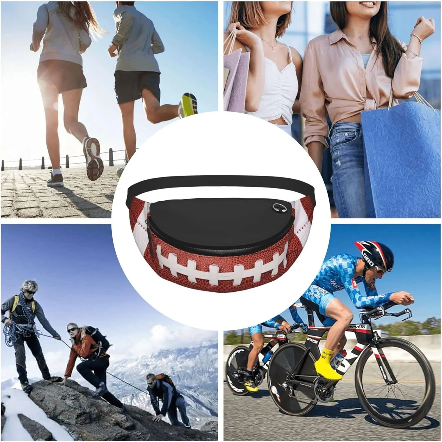 American Football Fanny Pack Waist Bag Adjustable Belt Bag For Men Women Traveling Hiking Cycling Running