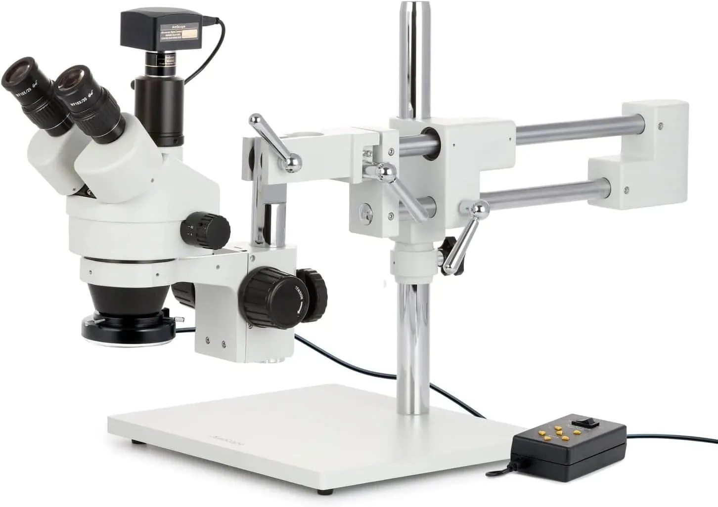 AmScope 3.5X-180X Trinocular Stereo Microscope with 4-Zone 144-LED Ring Light and 18MP USB3 Camera
