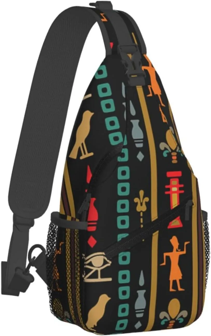 Ancient Egyptian Pyramids Vintage Cultural Symbols Men'S Crossbody Bag Travel Hiking Shoulder Backpack Chest Bag