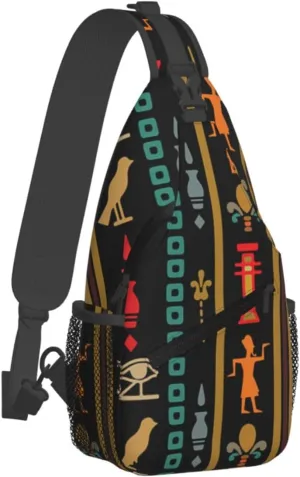 Ancient Egyptian Pyramids Vintage Cultural Symbols Men'S Crossbody Bag Travel Hiking Shoulder Backpack Chest Bag