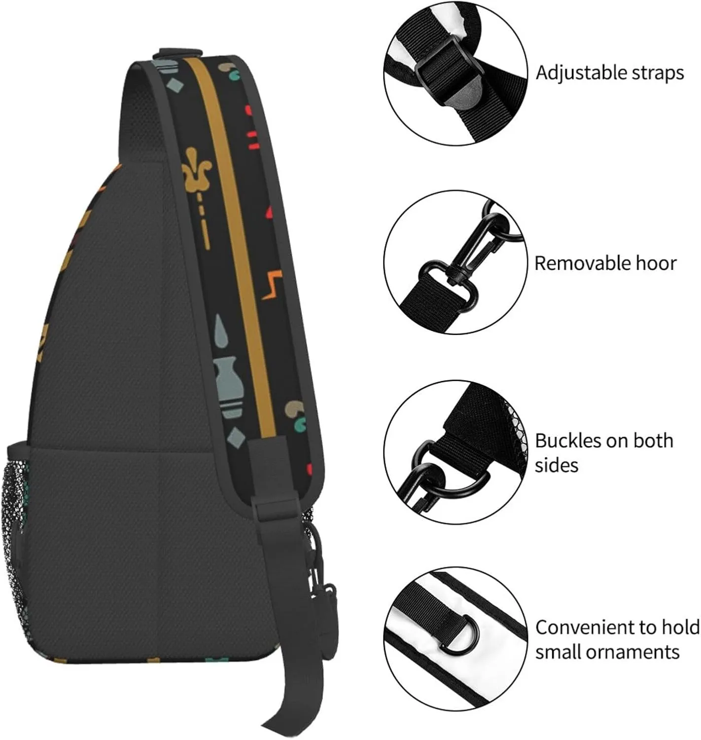 Ancient Egyptian Pyramids Vintage Cultural Symbols Men'S Crossbody Bag Travel Hiking Shoulder Backpack Chest Bag