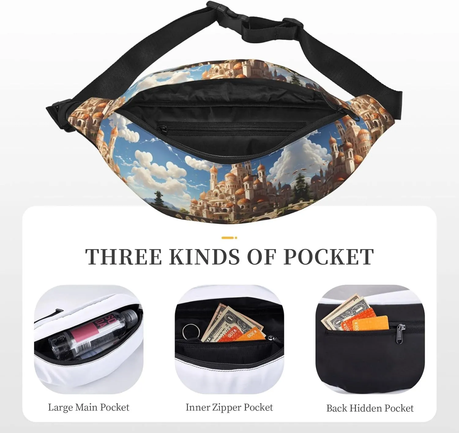 Anime Castle Sky Fashion Crossbody Appearance High capacity outdoor with Adjustable Comfortable Work Leisure Versatile, RXZER23