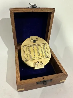 Antique Nautical Engraved Brass Compass with Wooden Box Directional Maritime Navigational Pocket Compass Tool for Hiking Trekking Travelling & Camping by AWF ROORKEE Store