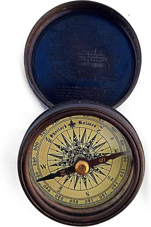 Antique Nautical Round Brass Compass Handmade Gold Finish Brass Navigational Directional Compass for Hiking Trekking Travelling Best Gift by IRA Muhammad