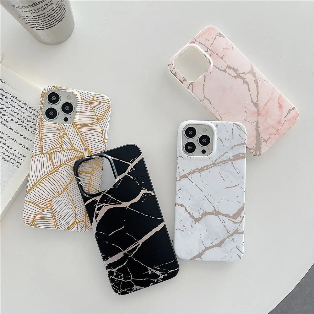 Anymob iPhone Case Black Marble Soft Silicone Shockproof Back Shell Mobile Cover iPhone 13 11 12 Pro Max XS X XR 7 8 Plus SE 2020 Compatible