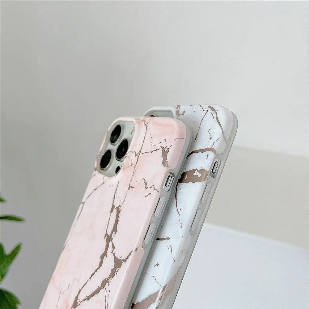 Anymob iPhone Case Black Marble Soft Silicone Shockproof Back Shell Mobile Cover iPhone 13 11 12 Pro Max XS X XR 7 8 Plus SE 2020 Compatible