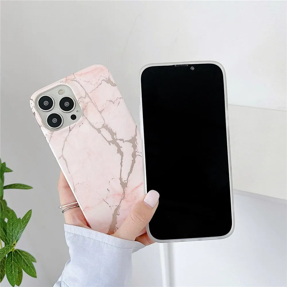 Anymob iPhone Case Black Marble Soft Silicone Shockproof Back Shell Mobile Cover iPhone 13 11 12 Pro Max XS X XR 7 8 Plus SE 2020 Compatible