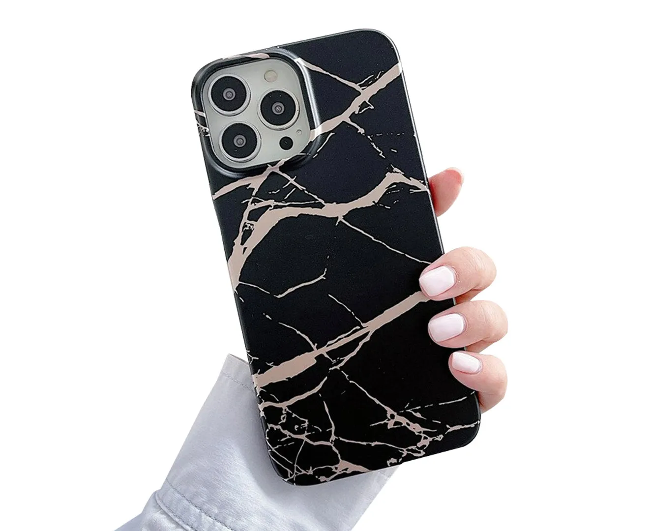 Anymob iPhone Case Black Marble Soft Silicone Shockproof Back Shell Mobile Cover iPhone 13 11 12 Pro Max XS X XR 7 8 Plus SE 2020 Compatible
