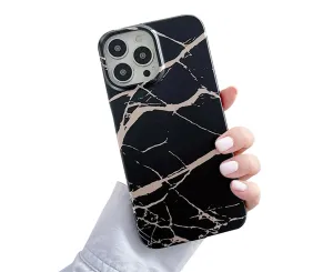 Anymob iPhone Case Black Marble Soft Silicone Shockproof Back Shell Mobile Cover iPhone 13 11 12 Pro Max XS X XR 7 8 Plus SE 2020 Compatible