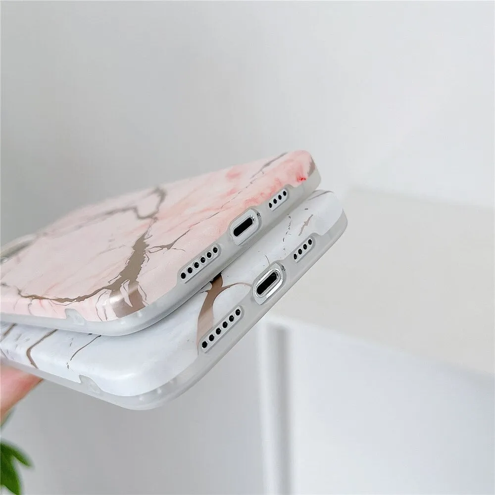 Anymob iPhone Case Black Marble Soft Silicone Shockproof Back Shell Mobile Cover iPhone 13 11 12 Pro Max XS X XR 7 8 Plus SE 2020 Compatible