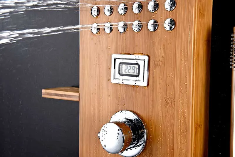 Anzzi Mansion 60 in. Full Body Shower Panel with Heavy Rain Shower and Spray Wand in Natural Bamboo