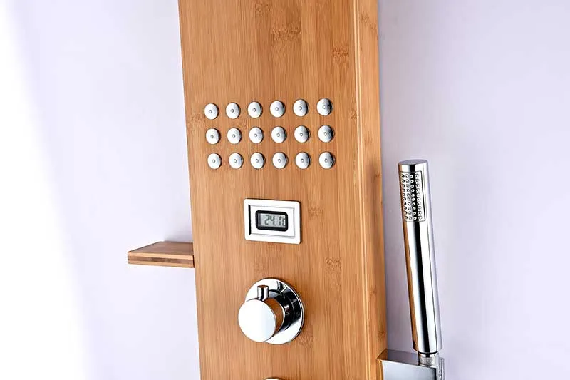 Anzzi Mansion 60 in. Full Body Shower Panel with Heavy Rain Shower and Spray Wand in Natural Bamboo