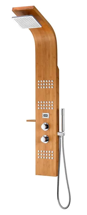 Anzzi Mansion 60 in. Full Body Shower Panel with Heavy Rain Shower and Spray Wand in Natural Bamboo