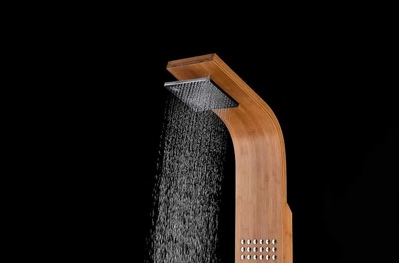 Anzzi Mansion 60 in. Full Body Shower Panel with Heavy Rain Shower and Spray Wand in Natural Bamboo