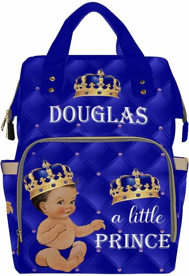 Artsadd Custom Baby Boy Diaper Bag with Name, Vintage Dots Crown Travel Back Pack Customized Waterproof Baby Backpack Large Capacity Nappy Bag for Daughter Granddaughter