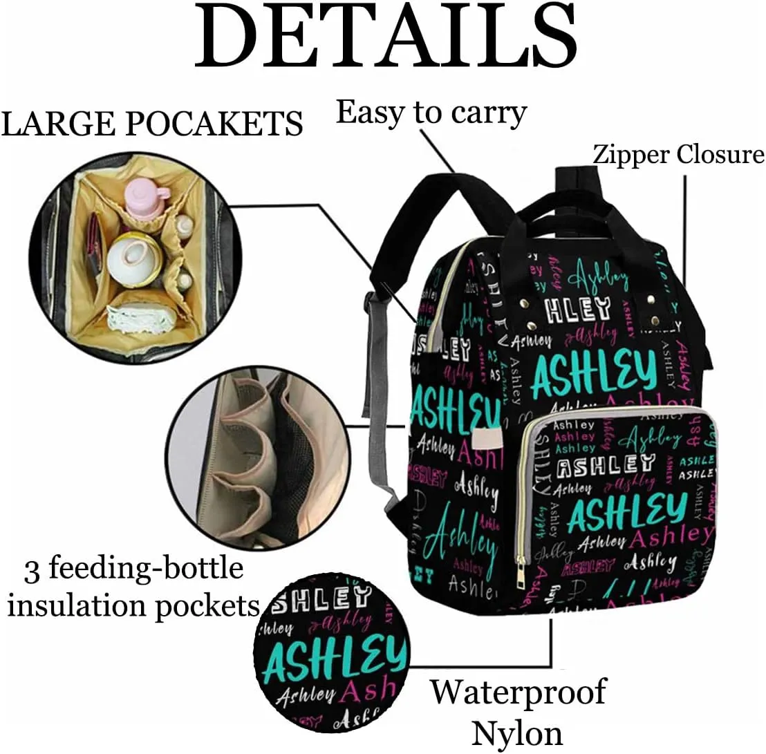 Artsadd Custom Baby Boy Diaper Bag with Name, Vintage Dots Crown Travel Back Pack Customized Waterproof Baby Backpack Large Capacity Nappy Bag for Daughter Granddaughter