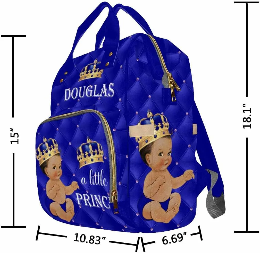 Artsadd Custom Baby Boy Diaper Bag with Name, Vintage Dots Crown Travel Back Pack Customized Waterproof Baby Backpack Large Capacity Nappy Bag for Daughter Granddaughter