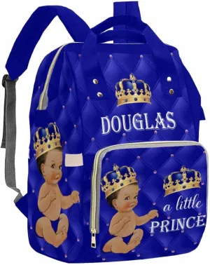 Artsadd Custom Baby Boy Diaper Bag with Name, Vintage Dots Crown Travel Back Pack Customized Waterproof Baby Backpack Large Capacity Nappy Bag for Daughter Granddaughter