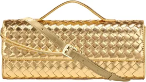 Ash&Ivy Women's Woven Clutch Purse - Casual PU Leather Crossbody Bag, Fashionable Evening Shoulder Handbags