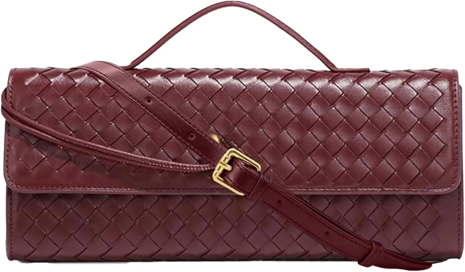 Ash&Ivy Women's Woven Clutch Purse - Casual PU Leather Crossbody Bag, Fashionable Evening Shoulder Handbags