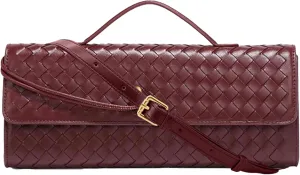 Ash&Ivy Women's Woven Clutch Purse - Casual PU Leather Crossbody Bag, Fashionable Evening Shoulder Handbags