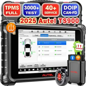 Autel MaxiTPMS TS900 Scanner, 2025 TPMS & Bidirectional Diagnostic Scan Tool, Up of MK900TS MX900TS MS906TS MK808S-TS MK900, Top TPMS, 3000  Active Tests, 40  Service, CAN-FD & DOIP, OS 11.0, FCA SGW
