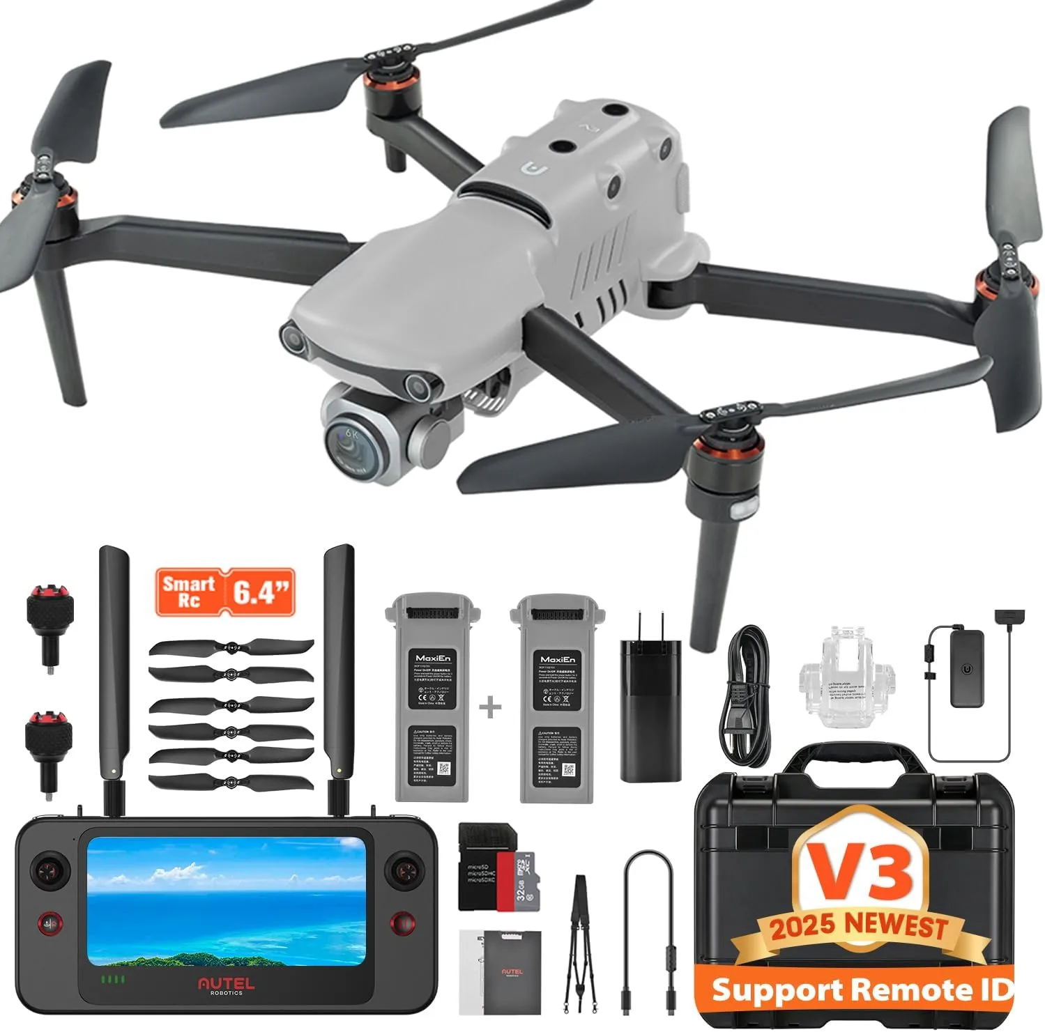 Autel Robotics EVO 2 PRO V3, Son-y 1" CMOS Sensor & 12-Bit Image 6K HDR Video EVO II Pro V3 Rugged Bundle, Moonlight Algorithm 2.0, 40 Minutes, 15KM Transmission, 360° Obstacle, SkyLink 2.0