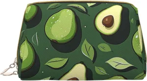 Avocados Printed Small Makeup Bag,Travel Cosmetic Bag Purse with Zipper,Water-resistant Makeup Organizer Bag for Women