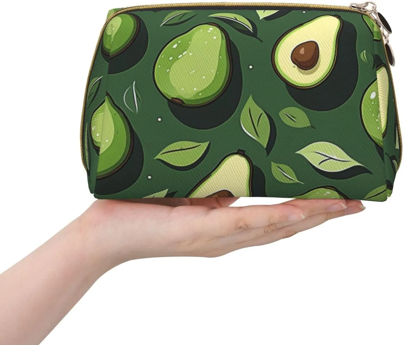 Avocados Printed Small Makeup Bag,Travel Cosmetic Bag Purse with Zipper,Water-resistant Makeup Organizer Bag for Women