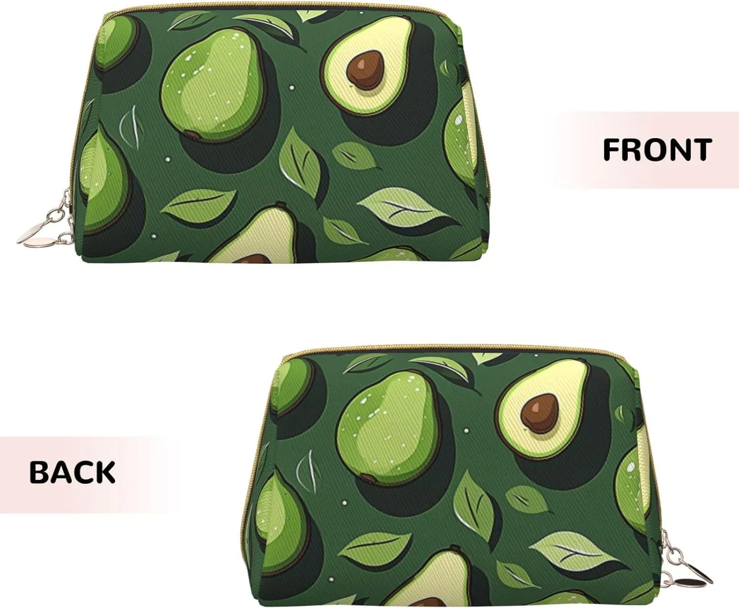 Avocados Printed Small Makeup Bag,Travel Cosmetic Bag Purse with Zipper,Water-resistant Makeup Organizer Bag for Women