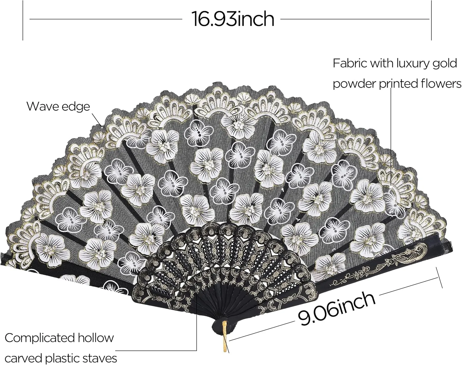 BABEYOND 8pcs Floral Folding Hand Fan Vintage Handheld Lace Folding Fan with Plum Flower Patterns Fabric Folding Fan for Wedding Dancing Party