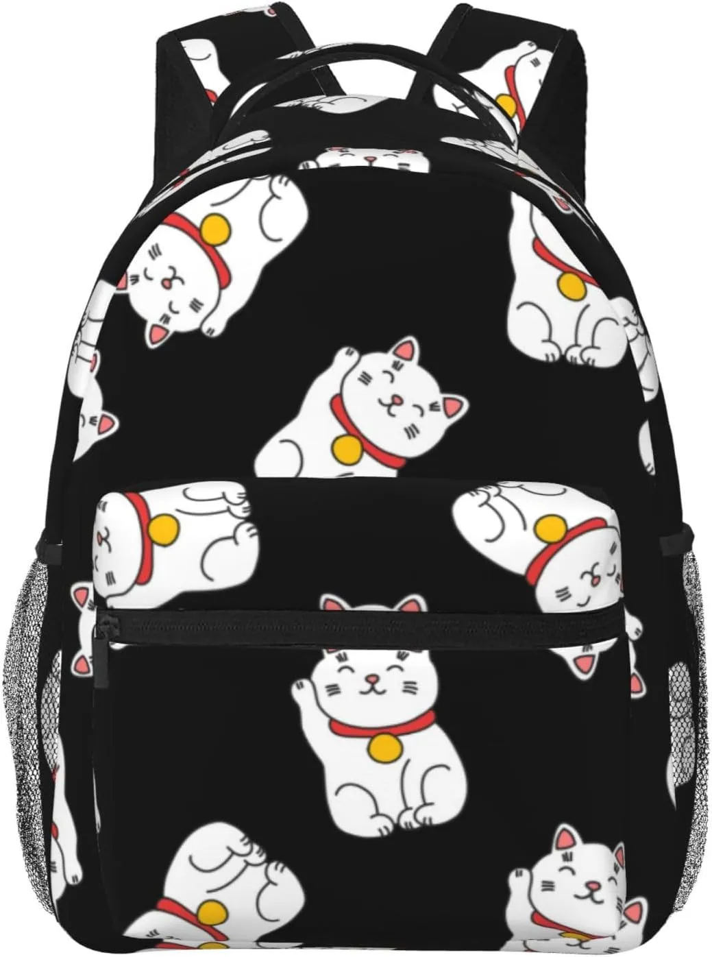 Backpack Japanese Lucky Cat kitten cats black Daypack Business Laptop Backpack Outdoor Travel Bag for Men Women