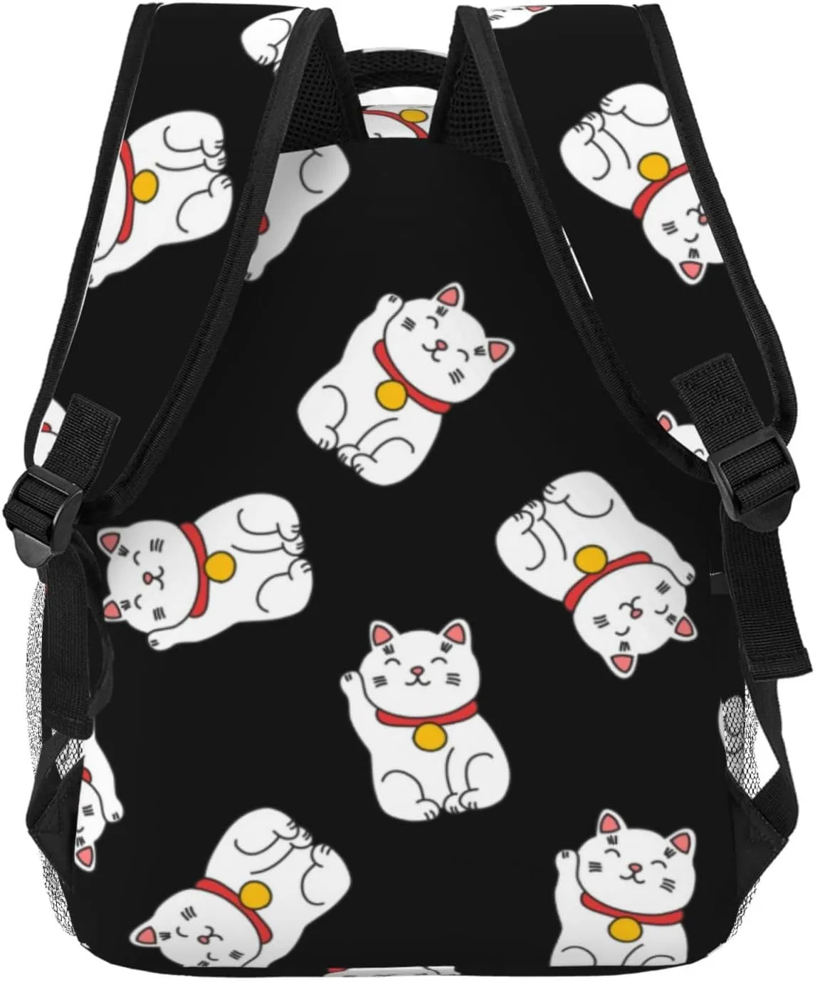 Backpack Japanese Lucky Cat kitten cats black Daypack Business Laptop Backpack Outdoor Travel Bag for Men Women