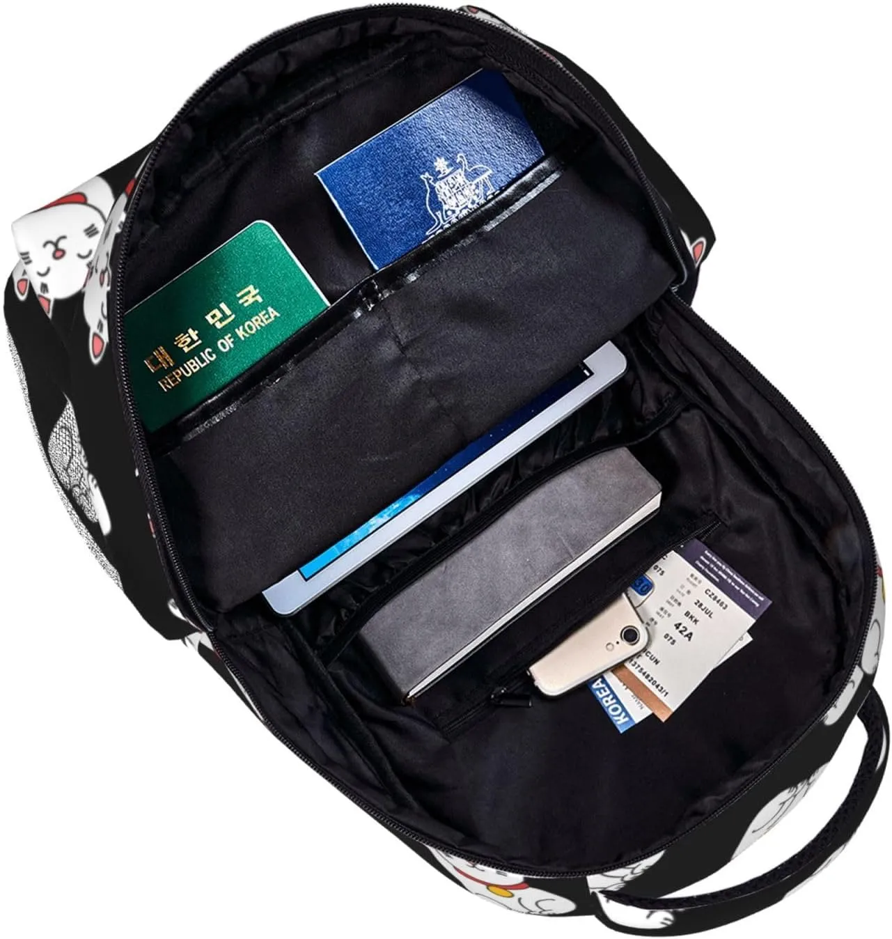 Backpack Japanese Lucky Cat kitten cats black Daypack Business Laptop Backpack Outdoor Travel Bag for Men Women