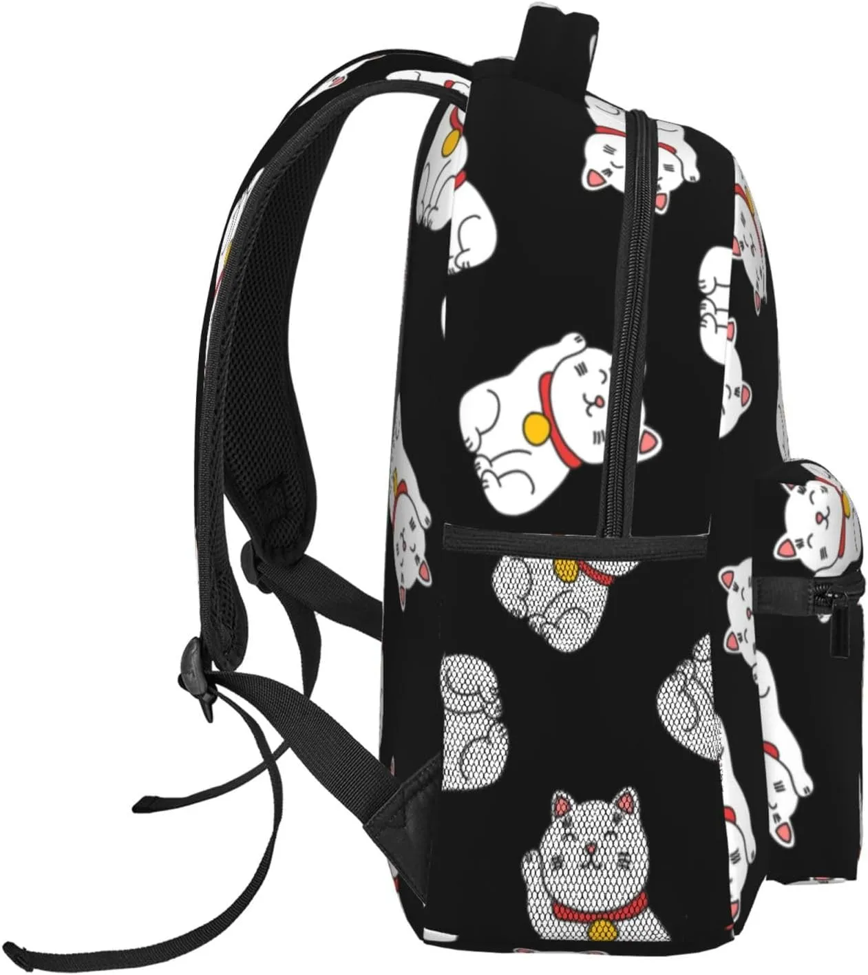 Backpack Japanese Lucky Cat kitten cats black Daypack Business Laptop Backpack Outdoor Travel Bag for Men Women