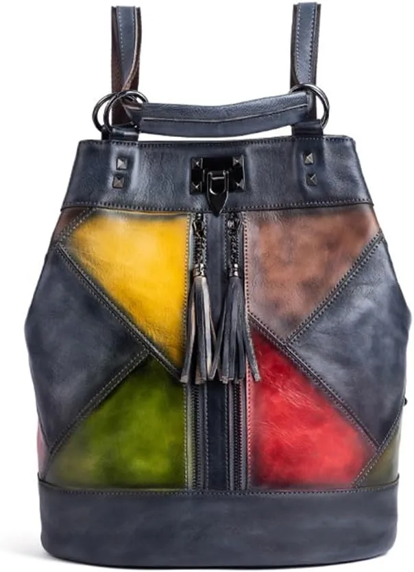 Backpack Large Capacity Bucket Shoulder Bag Vintage Rubbed Colour Handheld Slant Cross Bag