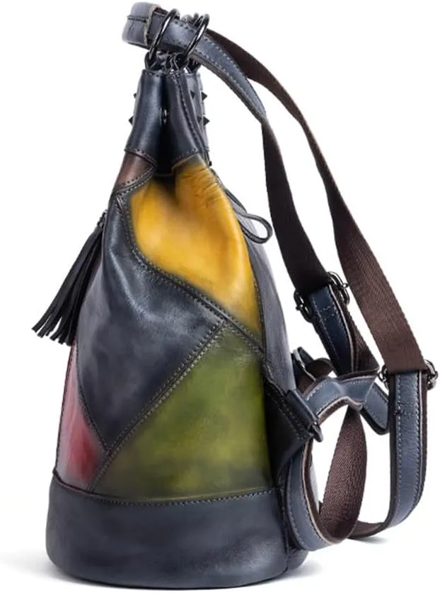 Backpack Large Capacity Bucket Shoulder Bag Vintage Rubbed Colour Handheld Slant Cross Bag
