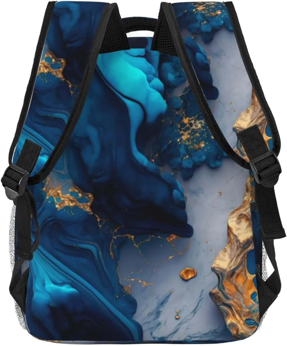Backpack luxury marble texture gold and blue Daypack Business Laptop Backpack Outdoor Travel Bag for Men Women