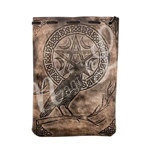 Bag Leather Brown Raven & Pentacle 4.75-5"w X 7"h