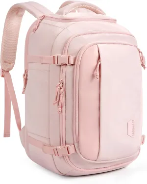 BAGSMART Travel Backpack Carry on Flight Approved, 30L Lightweight Backpack Fits 17.3 Inch Laptop for Men Women, Water Resistant Personal Item Travel Bag with USB Charging Port, Pink