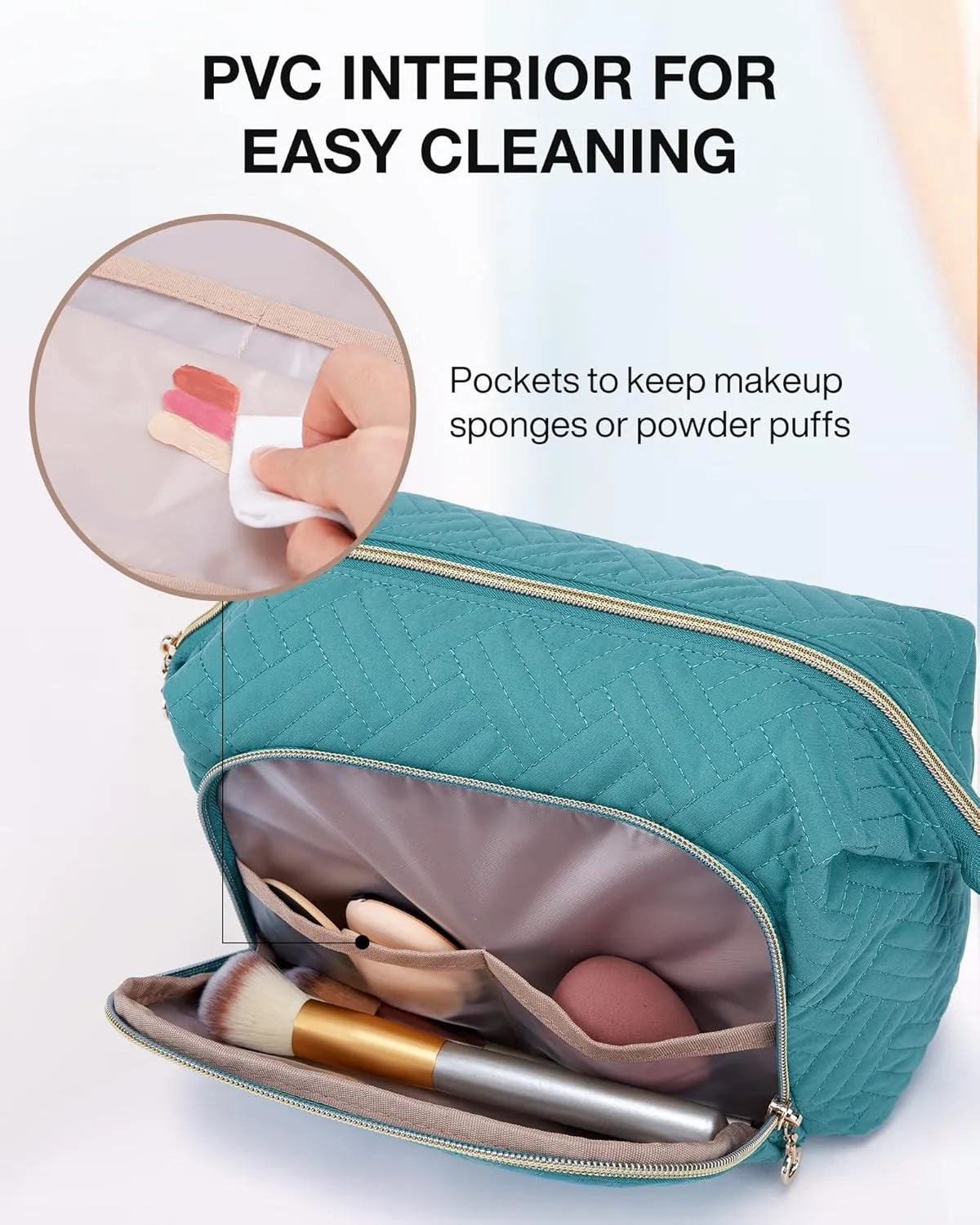 BAGSMART Travel Makeup Bag, Cosmetic Bag Make Up Organizer Case,Large Wide-open Pouch for Women Purse for Toiletries Accessories Brushes