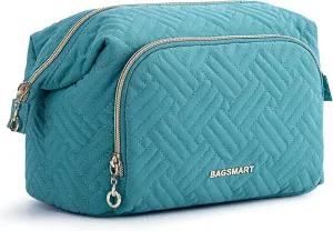 BAGSMART Travel Makeup Bag, Cosmetic Bag Make Up Organizer Case,Large Wide-open Pouch for Women Purse for Toiletries Accessories Brushes