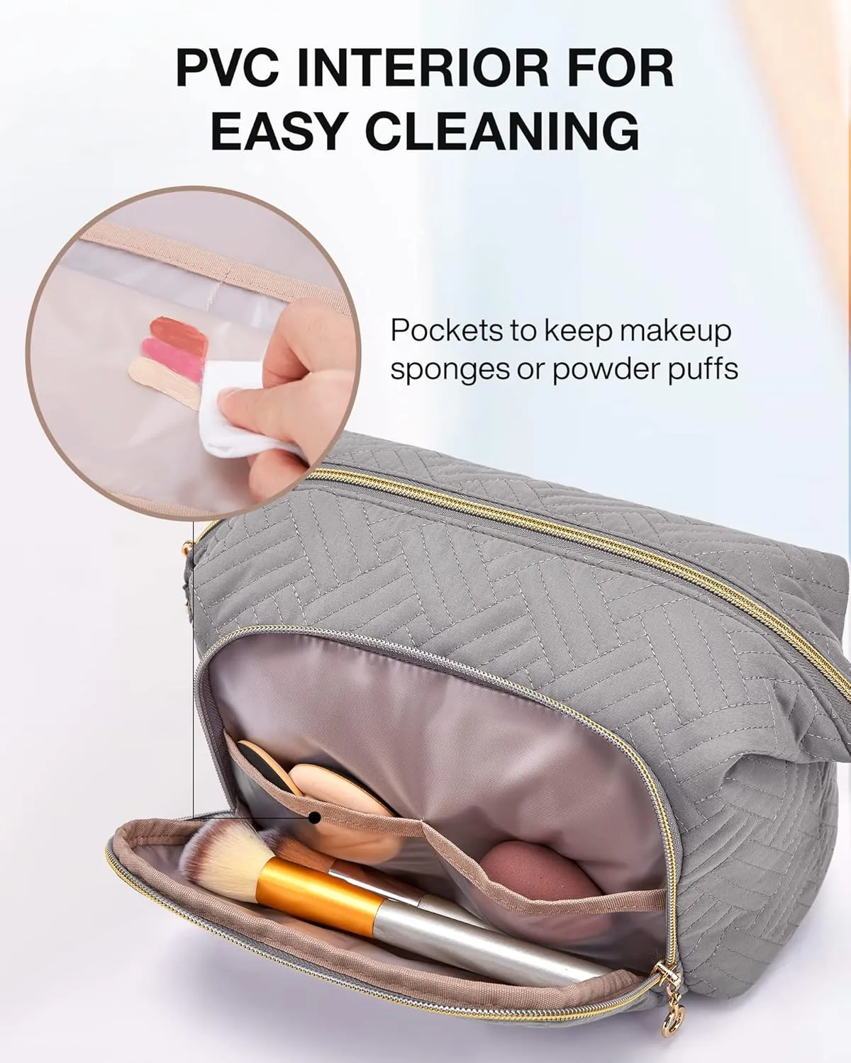 BAGSMART Travel Makeup Bag, Cosmetic Bag Make Up Organizer Case,Large Wide-open Pouch for Women Purse for Toiletries Accessories Brushes