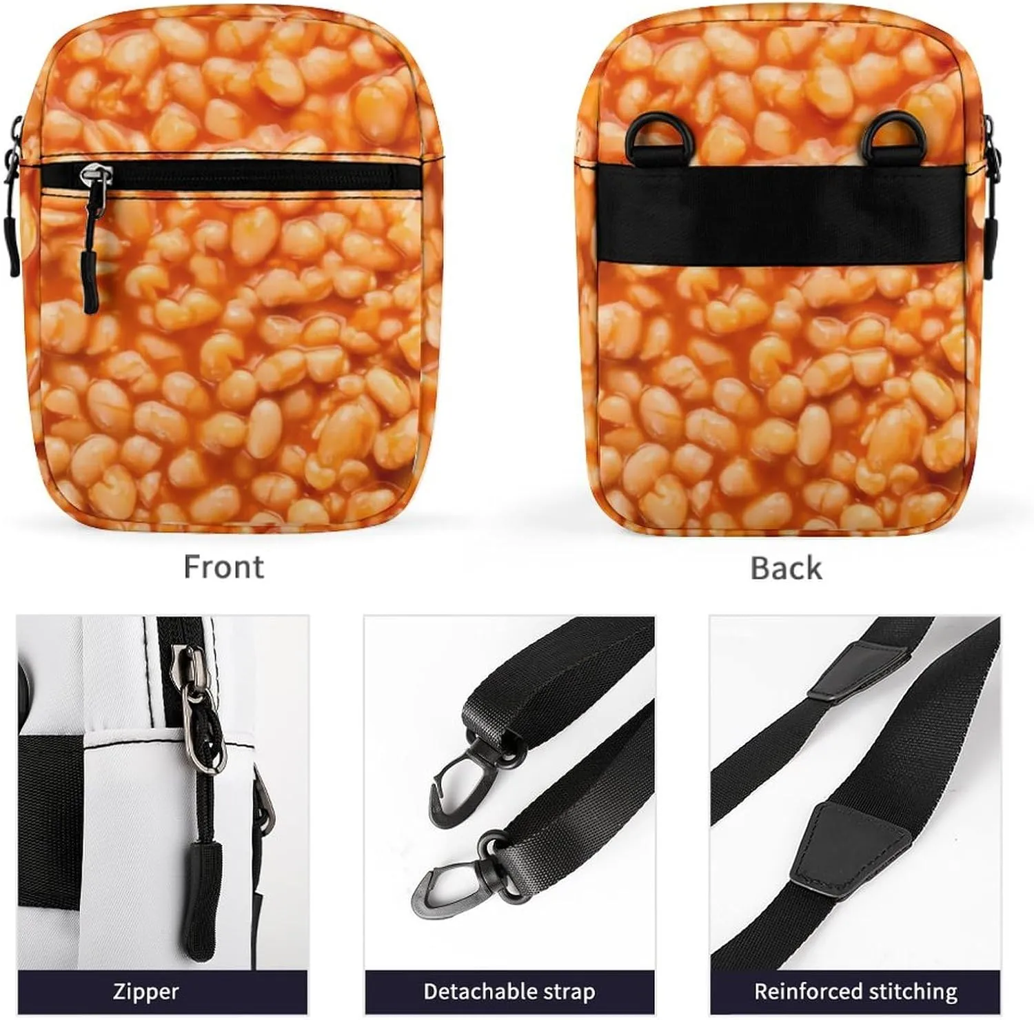 Baked Beans Crossbody Bag Small Shoulder Bag Waterproof, Lightweight And Convenient